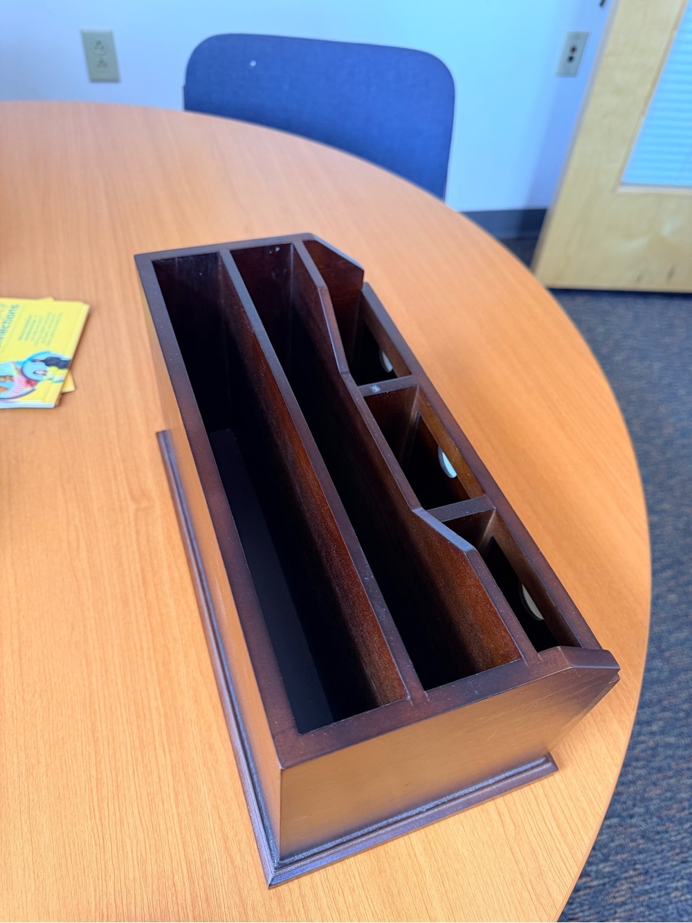 Pottery Barn Brown Wood Desk Organizer with Three Photo Slots - Picture 6 of 10